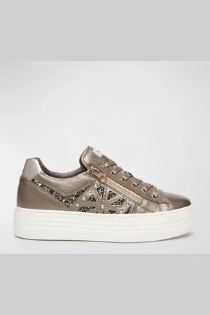 Nero Giardini Metallic Zip Cutout Glitter Sneakers