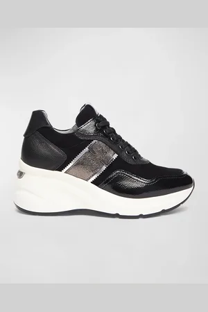 Nero Giardini Mixed Leather Wedge Fashion Sneakers