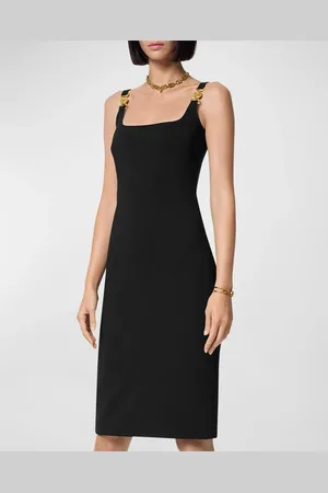 VERSACE Square-Neck Sleeveless Responsible Techno Cady Stretch Sheath Dress
