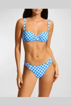 Seafolly Ruched Plaid Underwire Bikini Top