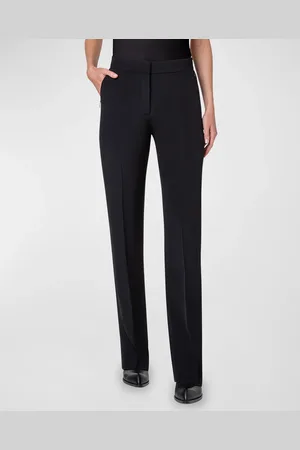 AKRIS Carl Mid-Rise Silk Crepe Straight-Leg Pants