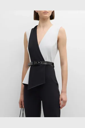 CHIARA BONI Belted Sleeveless Two-Tone Jumpsuit