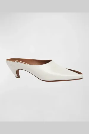Alaïa Leather Peep-Toe Kitten Mules