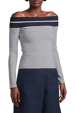 Giorgio Armani Striped Off-The-Shoulder Top