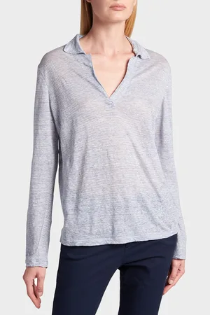 Giorgio Armani Linen Jersey Long-Sleeve Polo Shirt