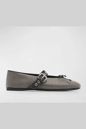 Miu Miu Studded Leather Ballerina Flats