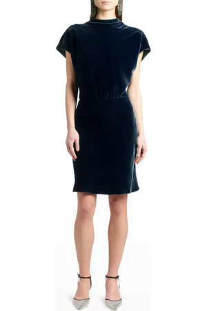 Giorgio Armani Draped Cap-Sleeve Velvet Dress