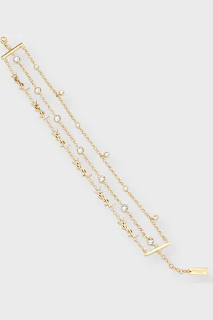 Saint Laurent YSL Rhinestone Multi Chain Bracelet