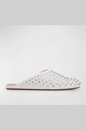 Alaïa Crystal Stud Leather Flat Mules
