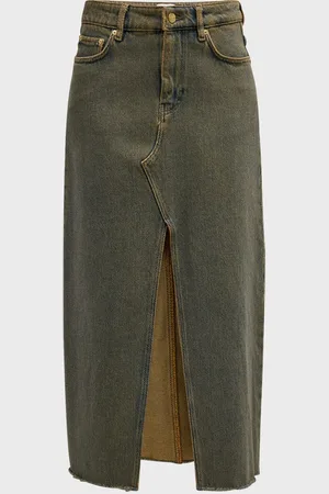 Ganni Over-Dyed Denim Maxi Skirt