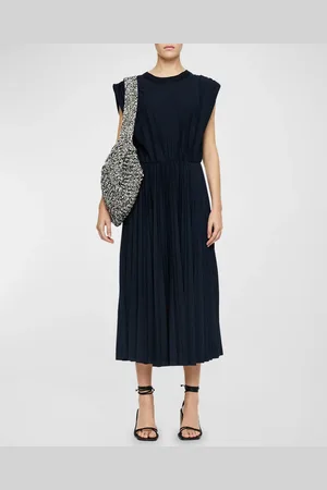 Joseph Pleated Cap-Sleeve Midi Dress