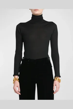 Tom Ford Turtleneck Long-Sleeve Fine Cashmere-Silk Top