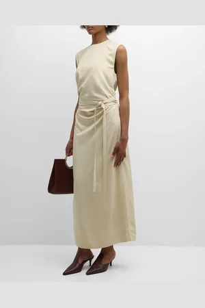 Totême Ruched Sleeveless Tie-Waist Fluid Maxi Dress