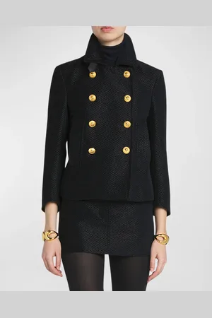 Tom Ford Metallic Silk Blend Boucle Peacoat