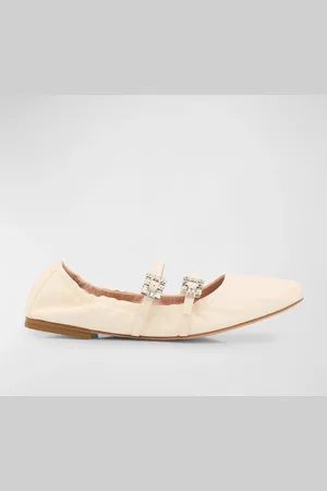 Roger Vivier Leather Strass Dual Buckle Ballerina Flats