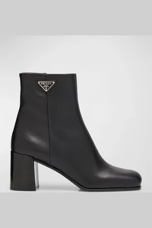 Prada Calfskin Block-Heel Ankle Boots