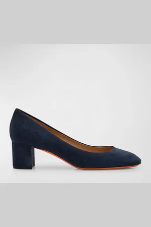 santoni Suede Block-Heel Pumps