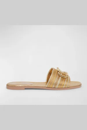 VALENTINO GARAVANI VLogo Metallic Flat Slide Sandals