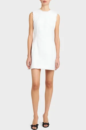 Dolce & Gabbana Rachel Linen Mini Dress with Frayed Trim
