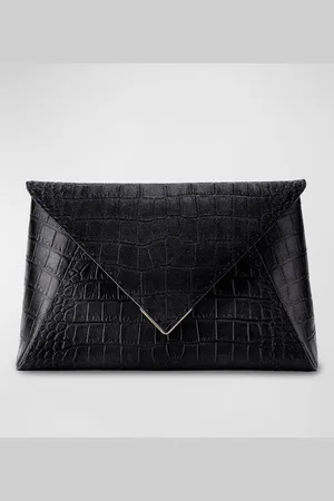 Tyler Ellis Lee Large Croc-Embossed Pouchette Clutch Bag