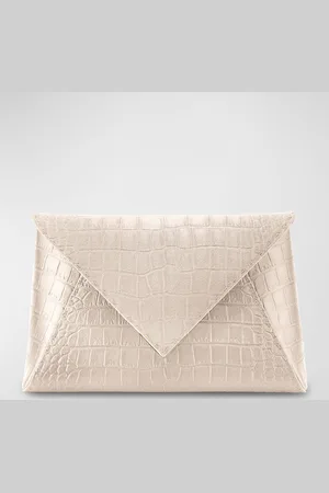 Tyler Ellis Lee Large Croc-Embossed Pouchette Clutch Bag