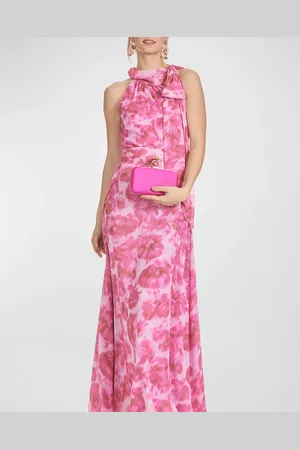 Sachin & Babi Kayla Floral-Print Chiffon Halter Gown
