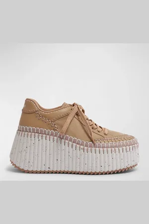 Chloé Nama Mixed Leather Stitch Platform Sneakers