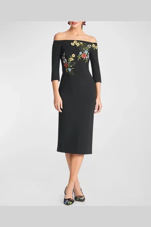 Sachin & Babi Fatima Off-Shoulder Embroidered Midi Dress
