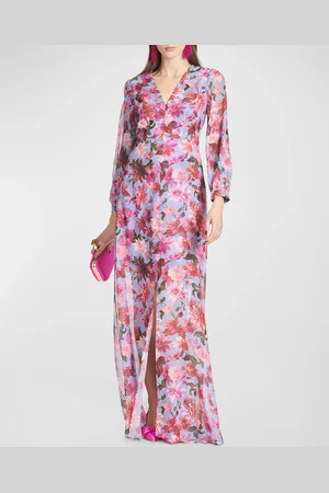 Sachin & Babi Penny A-Line Floral-Print Chiffon Gown