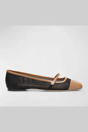 Jimmy Choo Elisa Mesh Patent Mary Jane Ballerina Flats