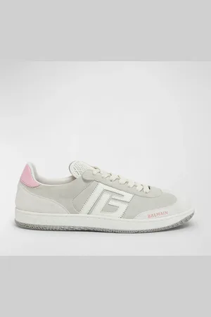 Balmain Swan Mixed Leather Low-Top Sneakers