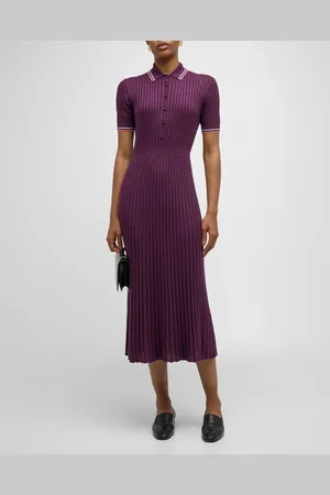 GABRIELA HEARST Eyot Short-Sleeve Cashmere Rib Maxi Polo Dress