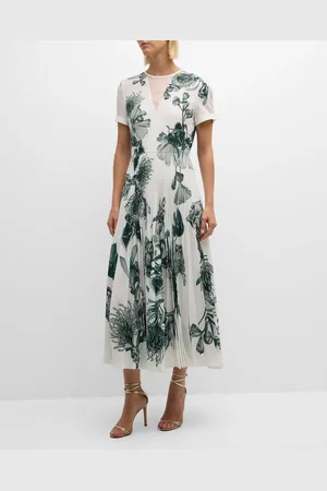 Jason Wu Pincushion Floral Pleated Maxi Dress