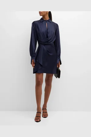 Simkhai Talit Draped-Front Mini Shirtdress