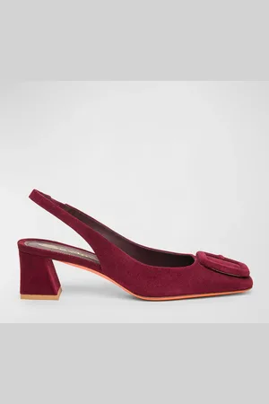 santoni Suede Buckle Slingback Pumps