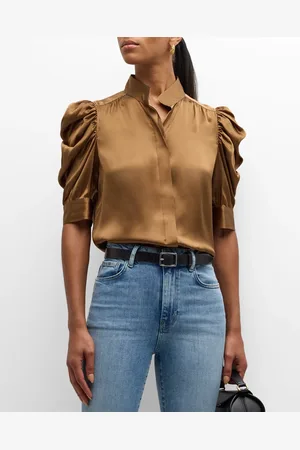 Frame Gillian Silk Ruched Sleeve Top