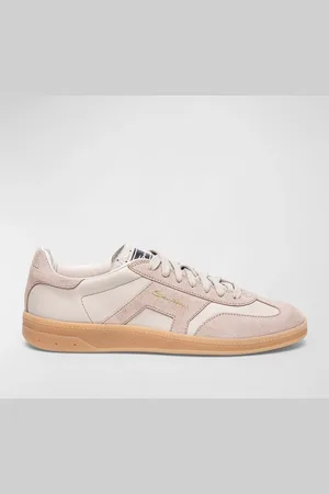 santoni Mixed Leather Low-Top Sneakers