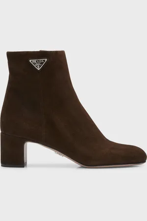 Prada Suede Block-Heel Ankle Booties