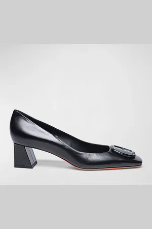 santoni Calfskin Buckle Block-Heel Pumps