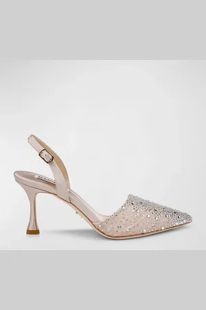 Badgley Mischka Brenna Embellished Silk Slingback Pumps
