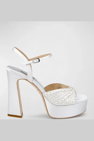 Badgley Mischka Bryleigh Pearly Silk Platform Sandals