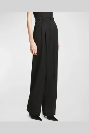 Saint Laurent High-Rise Pleated Straight-Leg Pants