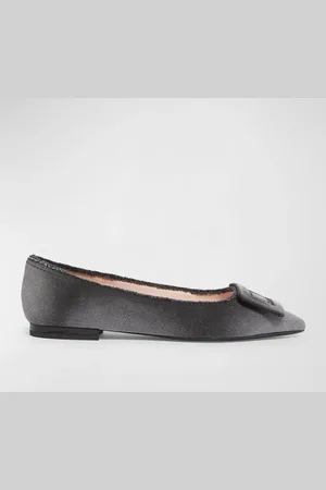 Roger Vivier Gommettine Denim Buckle Ballerina Flats