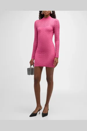 Balmain Monogram Print Glitter Knit Mini Dress