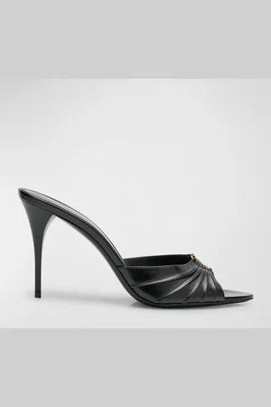 Saint Laurent Babylone YSL Ruched Leather Mule Sandals