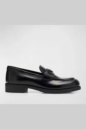 Prada Leather Logo Slip-On Loafers