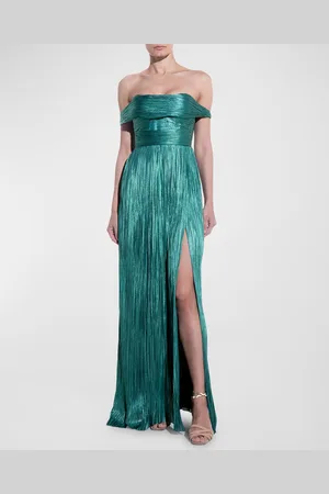 MARIA LUCIA HOHAN Carla Off-The-Shoulder Metallic Plisse Gown