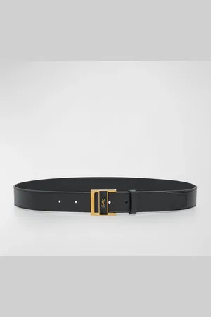 Saint Laurent Cassandre Leather Skinny Belt