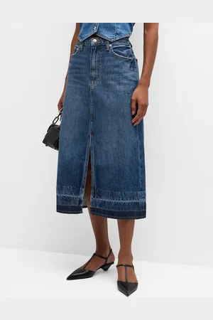 Simkhai Della Release-Hem Denim Midi Skirt