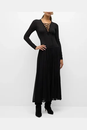 ULLA JOHNSON Colette Long-Sleeve Drop Waist Dress